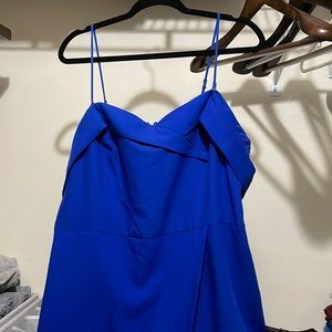 NY&Co blue size XXL spaghetti strap off shoulder front slit midi dress